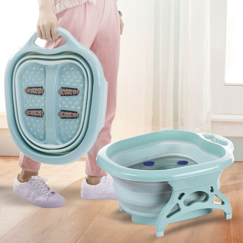 Portable Electric Foot Spa Bucket Bath Roller Foot Bath Massage Bubble Heat Buckets Vibration Pedicure Heating Folding Tubs Hot