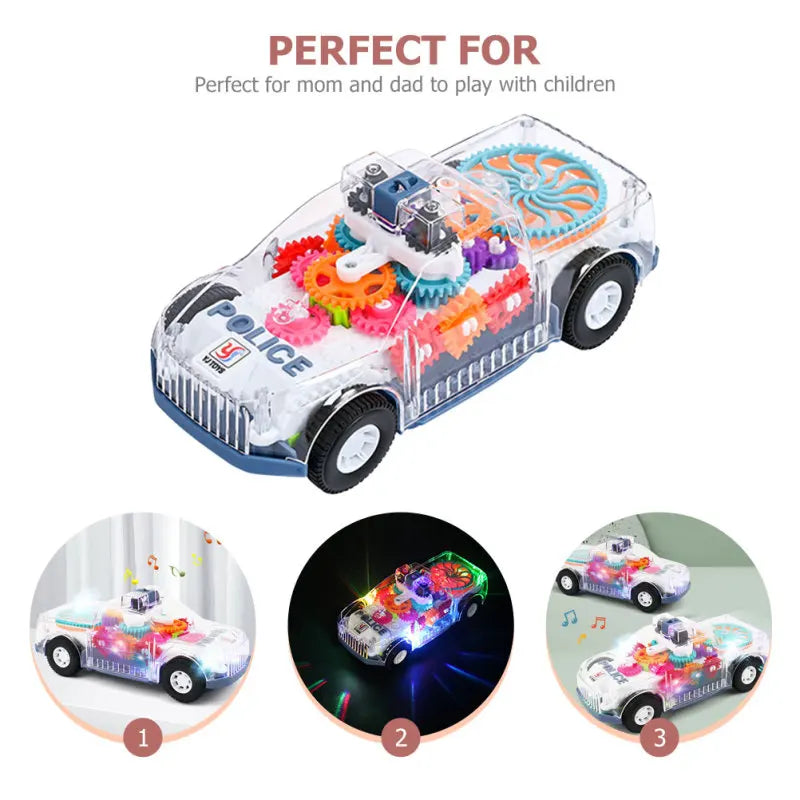 Boys Toy Car Toy with Visible Colored Moving Gear Electric Police Car with Light Funny Police Car Toy | Toys