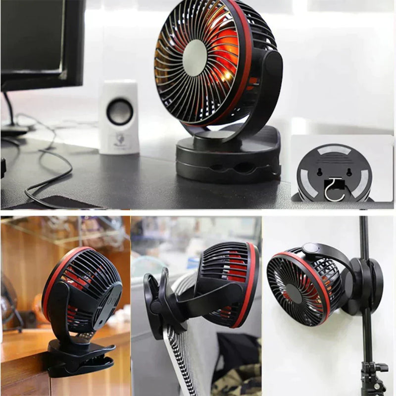 2-in-1 Mini USB Fan with LED Light Summer Office Home Beach Portable Clip On Laptop Fan 4 Speeds Cooler Multifunction