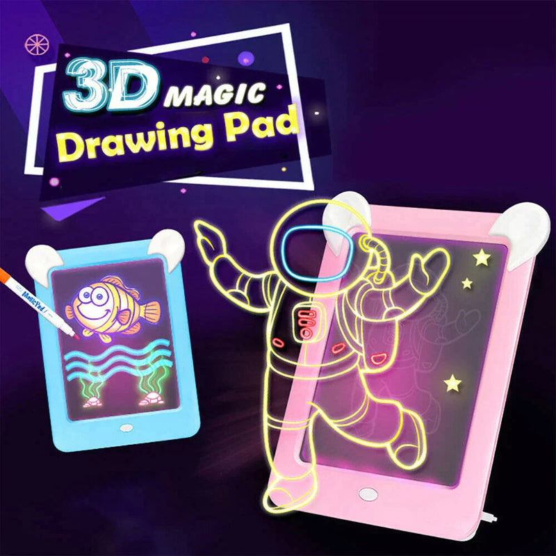 3D Magic Pad Kids Toy LED Light Up Board Drawing Tablet Arts Craft