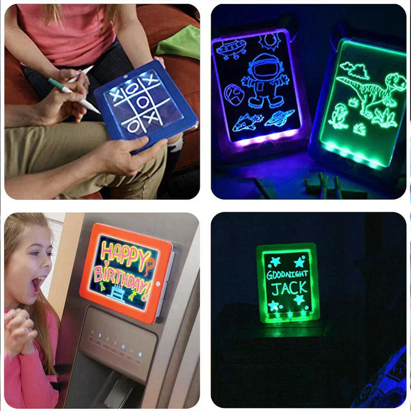 3D Magic Pad Kids Toy LED Light Up Board Drawing Tablet Arts Craft