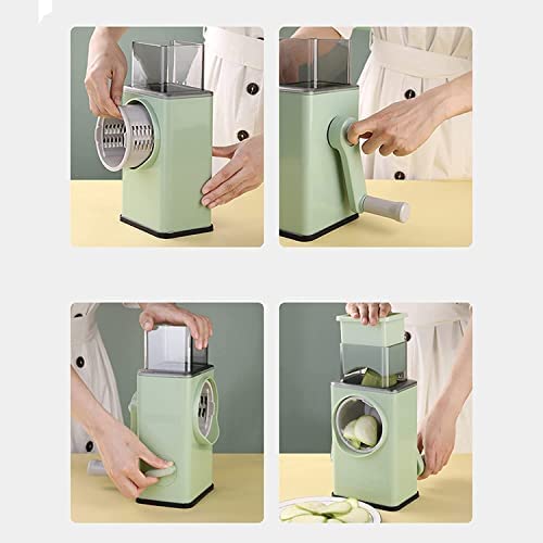 Upgraded Rotary Cheese Grater, 3-in-1 Shredder with Larger Drum Blades & Strong Suction Base – Includes Cleaning Brush & Peeler