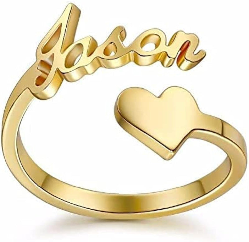 Customized Name Pipe Ring with Stone – 24K Gold & Silver Plated Personalized Jewelry