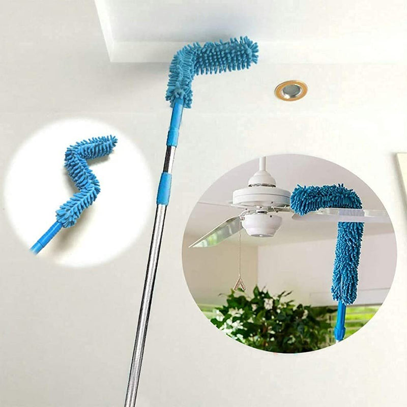 Pack of 2 - SmallCloud Foldable Microfiber Flexible Cleaning Duster with Steel Long Handle Quick and Easy Cleaning Broom Set for Clean Car, Office, Kitchen and Home