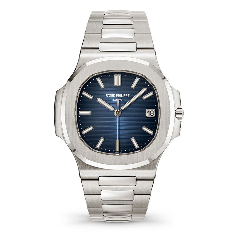 Patek Philippe Nautilus Quartz Chain Watch - Silver Chain & Blue Dial - Watches