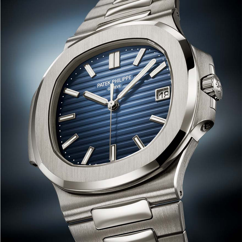 Patek Philippe Nautilus Quartz Chain Watch - Silver Chain & Blue Dial - Watches