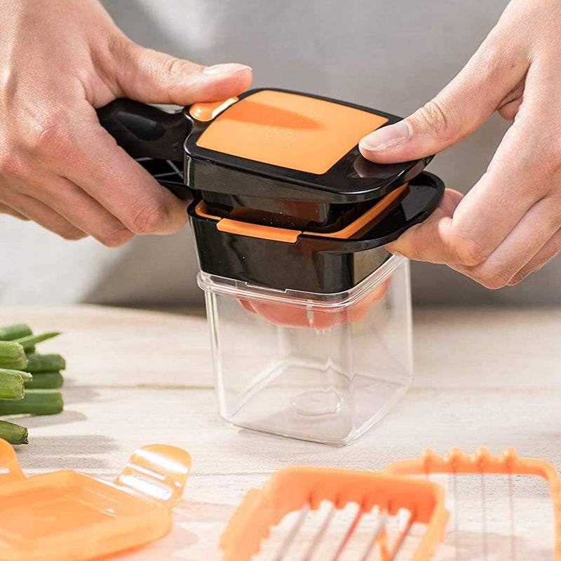 5 in 1 Manual Handheld Food Prep Slicer | Slice, Chop, Dice & Wedge | Portable Kitchen Cutter for Vegetables & Fruits