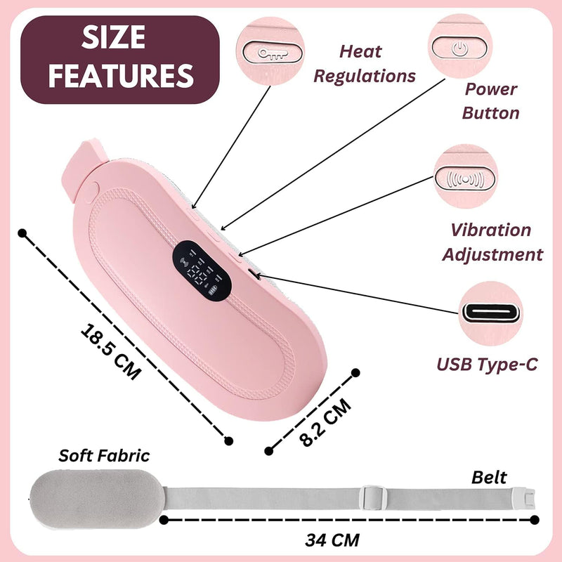 Menstrual Heating Pad Abdominal Massager Smart Warm Palace Belt Waist Vibration Massage Device for Cramps Period Pain Relief