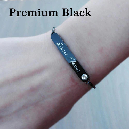 Custom Name Adjustable Bracelet for Women/Girls - Elegant, Personalized Jewelry Gift - Available in Gold, Black, Silver