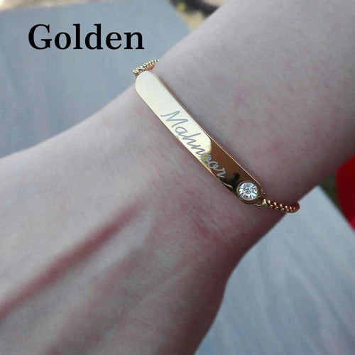 Custom Name Adjustable Bracelet for Women/Girls - Elegant, Personalized Jewelry Gift - Available in Gold, Black, Silver