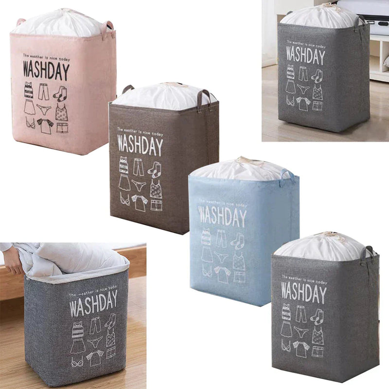 Pack of 2 - Collapsible Laundry Hamper Basket Storage Clothes Bag Washing Bin Toy Organiser Dirty Clothes Home Storage Bag Cesto Ropa Sucia