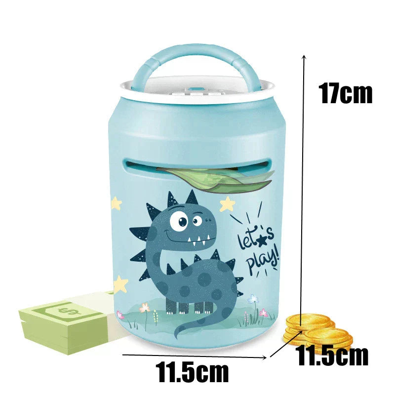 Fingerprint Unlock Piggy Bank Cartoon Password Coin Saving Box Smart Portable Music Automatic Roll Money Strange Gift