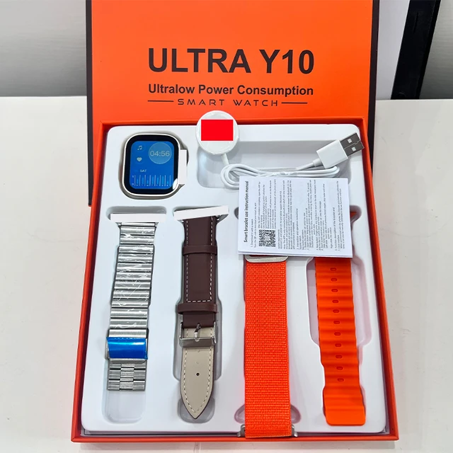 Y10 Ultra 8 Smart Watch  with 4 Straps Smartwatch Wireless BT calling