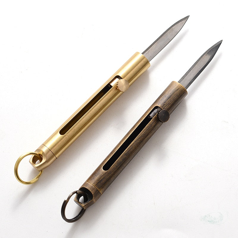 Brass Mini Survival Pocket Knife EDC Push Key Knife 2020 New CS Go Utility Knifes Portable Pocketknife Outdoor Camp Survival