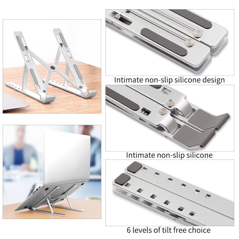 Aluminum Alloy Laptop Holder Stand Adjustable Foldable Portable for Notebook Computer Bracket Lifting Cooling Holder Non-slip