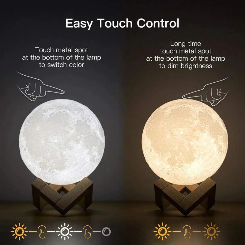 Moon Lamp Night Light 3D Print Rechargeable Moon Lamp LED Night Light Creative Touch Switch Moon Light For Bedroom Decoration