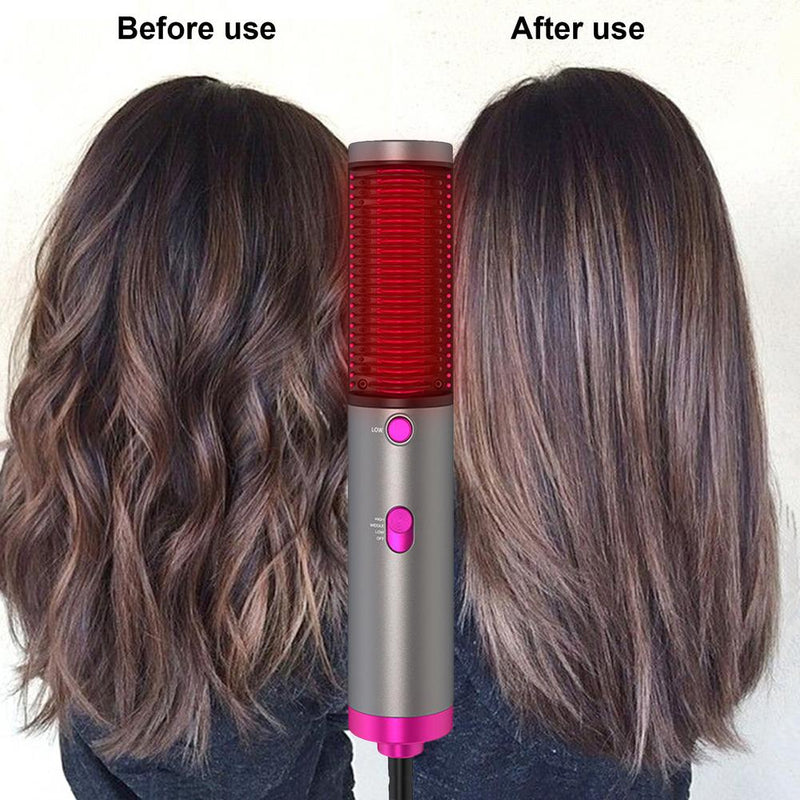 3 in 1 Portable Hot Air Cylinder Dryer Hair Straightener Brush Comb Adjustable Temperature Straight Iron Curly Hair Styling Stick