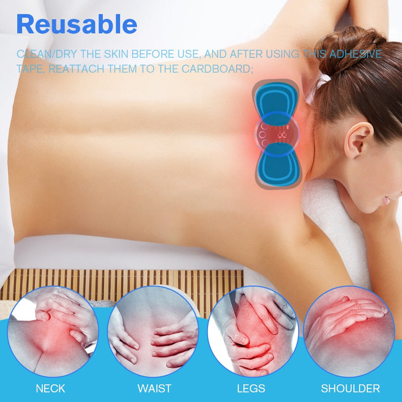 EMS Butterfly Neck Rechargeable Massager Electric Neck Massage EMS Cervical Vertebra Massage Patch for Muscle Pain Relief