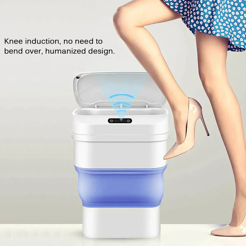 Smart Trash Can With Lid Touchless Automatic Motion Sensor Foldable Mini Trash Can