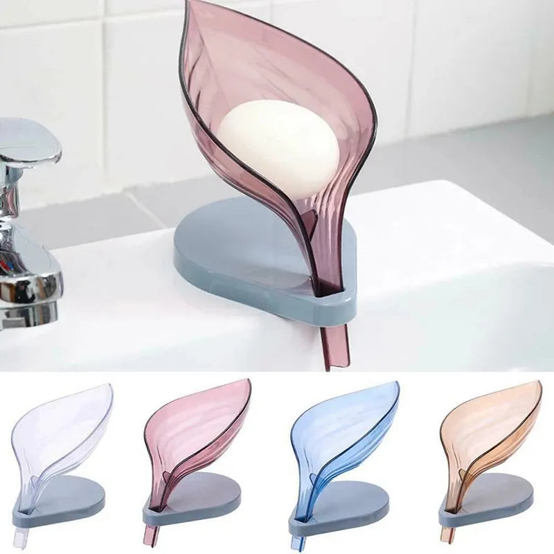 Leaf Shaped Soap Holder 4 Pcs | Leaf Shape Soap Box Bathroom soap holder Dish Storage Plate Tray Bathroom Soap Holder Case Bathroom Supplies bathroom gadgets