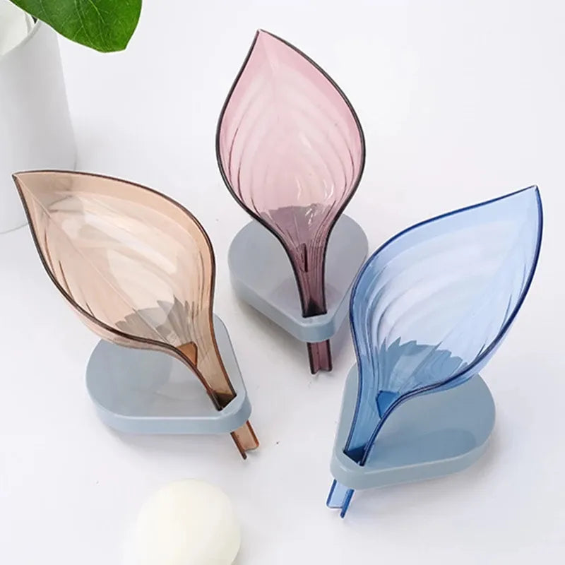 Leaf Shaped Soap Holder 4 Pcs | Leaf Shape Soap Box Bathroom soap holder Dish Storage Plate Tray Bathroom Soap Holder Case Bathroom Supplies bathroom gadgets