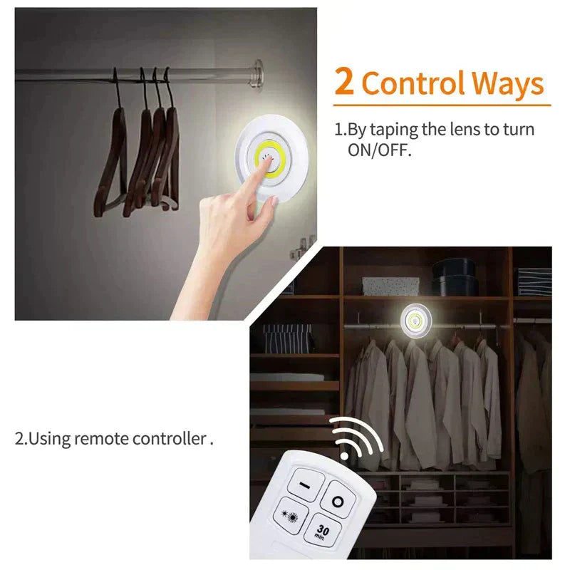 Super Bright Touch Under Cabinet Light 5W LED Wireless Remote Control Dimmable Wardrobe Night Lamp Home Bedroom Closet Kitchen