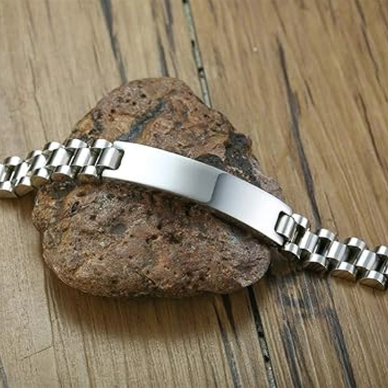 Personalized Engraved Name Rado Bracelet - Customizable Stainless Steel Unisex Jewelry