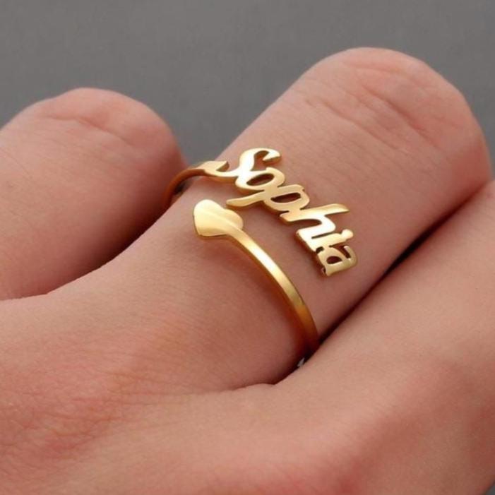 Customized Name Pipe Ring with Stone – 24K Gold & Silver Plated Personalized Jewelry