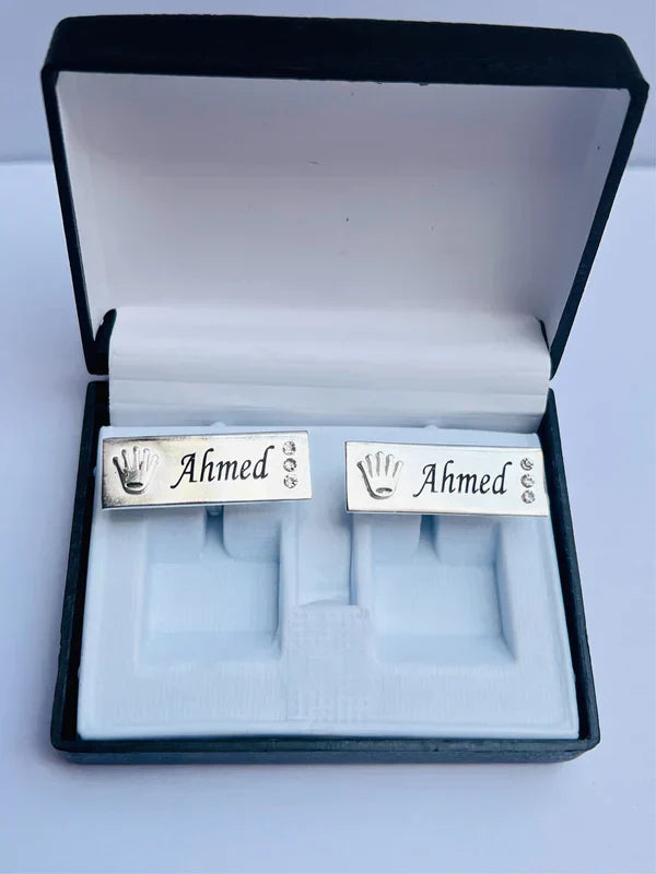 Personalized Crown Engraved Name Cufflinks | Custom Luxury Cufflinks with Free Delivery