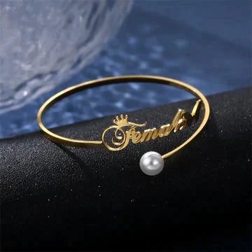 Customized Name Bangle – Personalized Birthday Gift for Girlfriend (Gold & Silver)