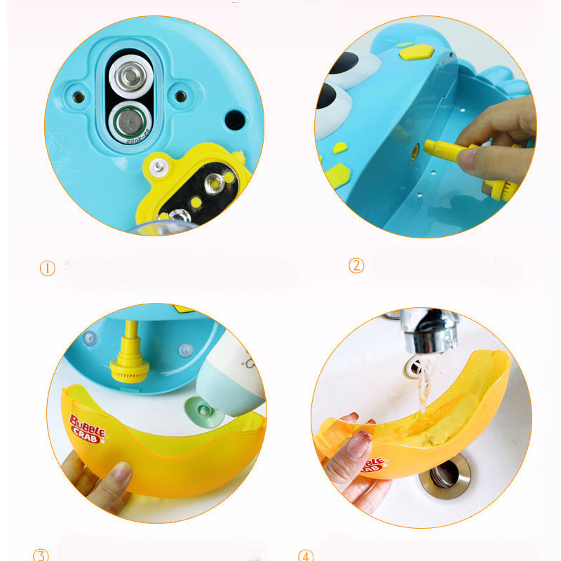 Children's Bath Automatically Spit Bubble Toy Bath tub Soap Automatic Music Bubble Machine Crab Frog Baby Bathroom Play Toys